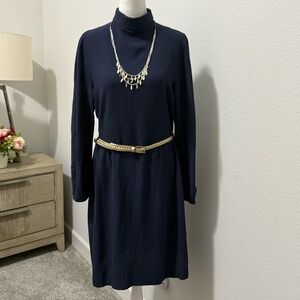 See by Chloé Dark Navy Mock Neck Sheath Dress – Size 38